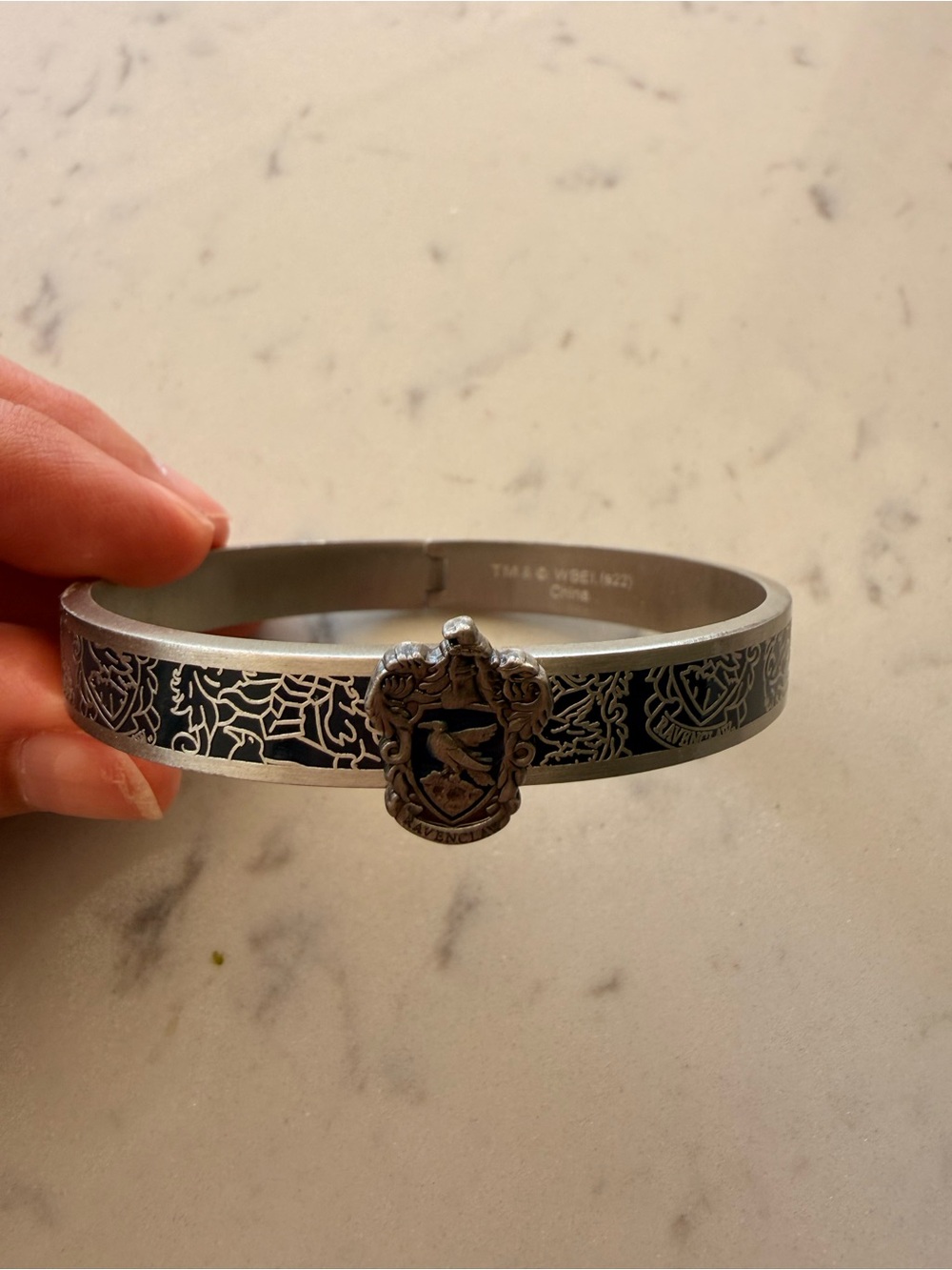 Warner Bros. Silver and Black Ravenclaw Crest Bangle